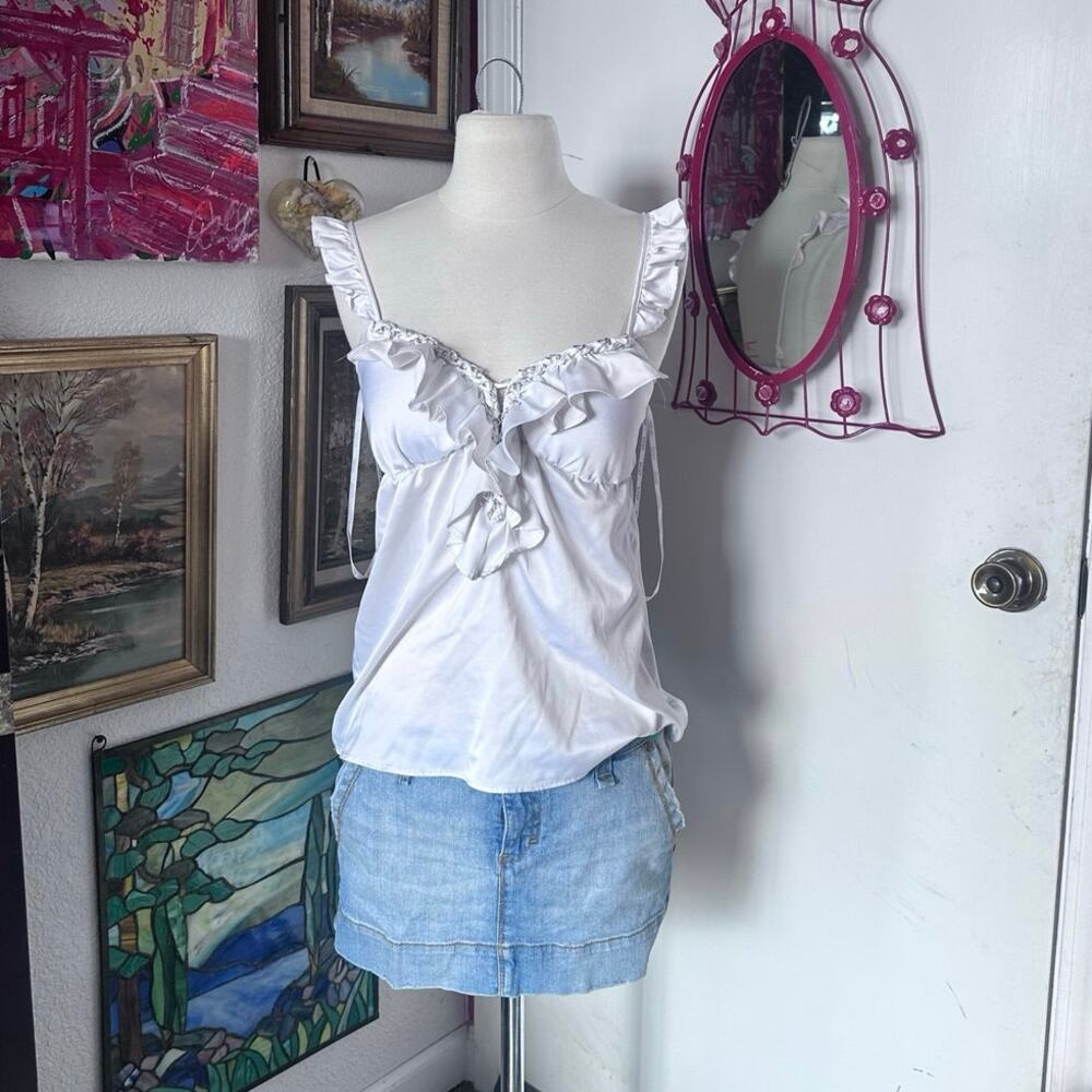 xoxo vintage y2k white babydoll tank top